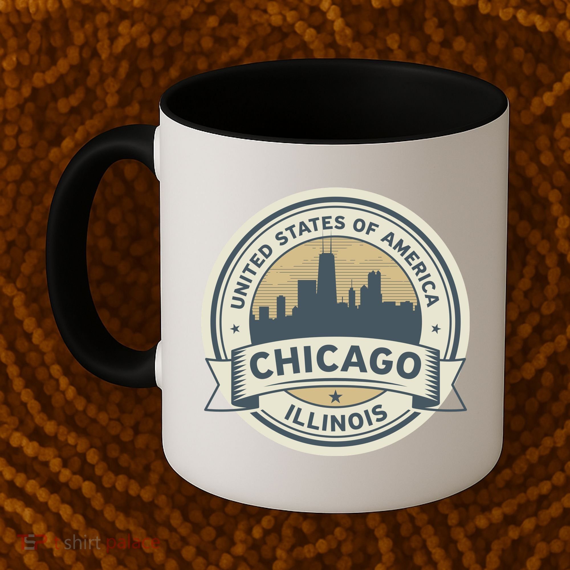 Chicago Illinois Stamp Logo Coffee Mug