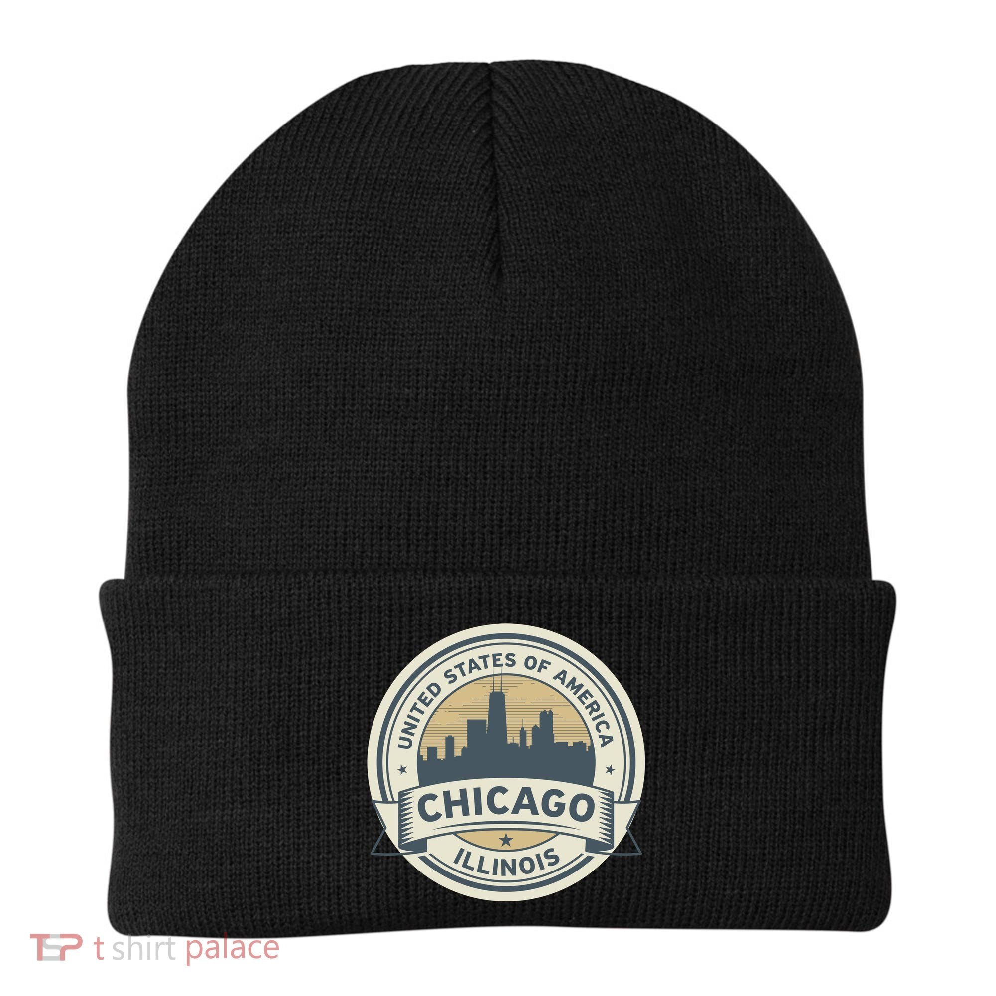 Chicago Illinois Stamp Logo Beanie