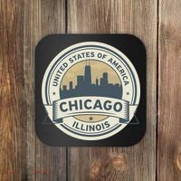 Chicago Illinois Stamp Logo Coaster thumb 0