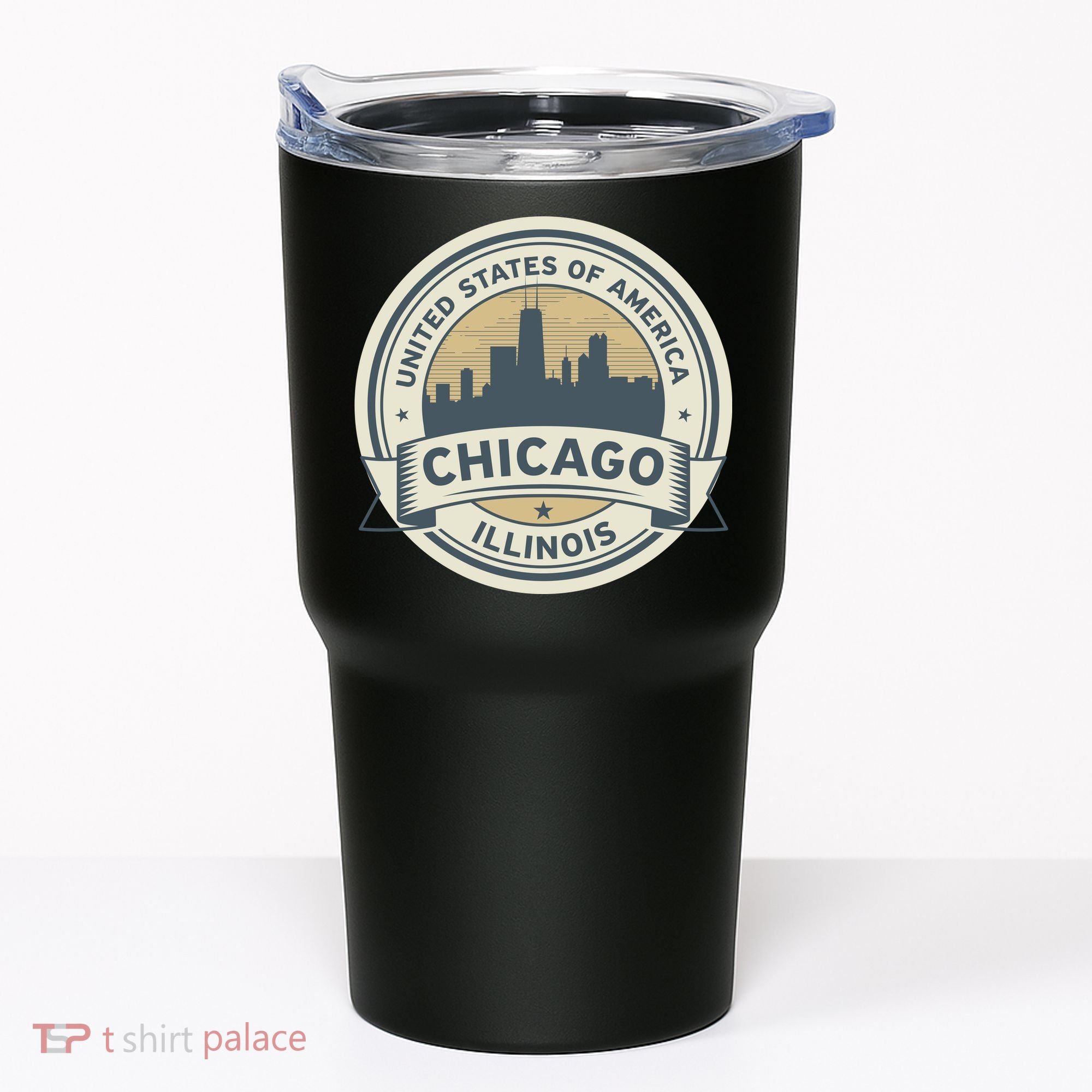 Chicago Illinois Stamp Logo Tumbler