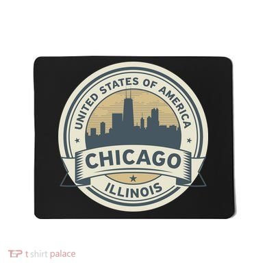 Chicago Illinois Stamp Logo Mousepad