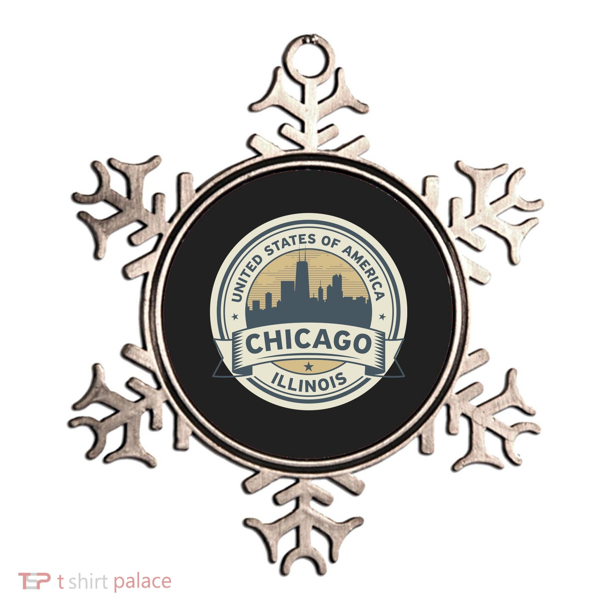 Chicago Illinois Stamp Logo Ornament