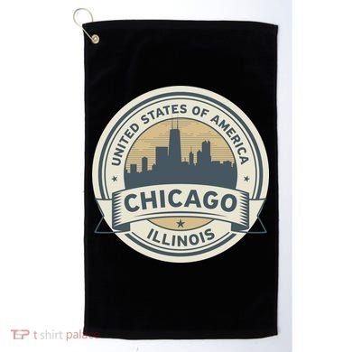 Chicago Illinois Stamp Logo Golf Towel