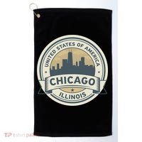 Chicago Illinois Stamp Logo Golf Towel thumb 0