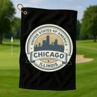 Chicago Illinois Stamp Logo Golf Towel thumb 1