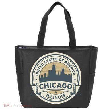 Chicago Illinois Stamp Logo Tote Bag