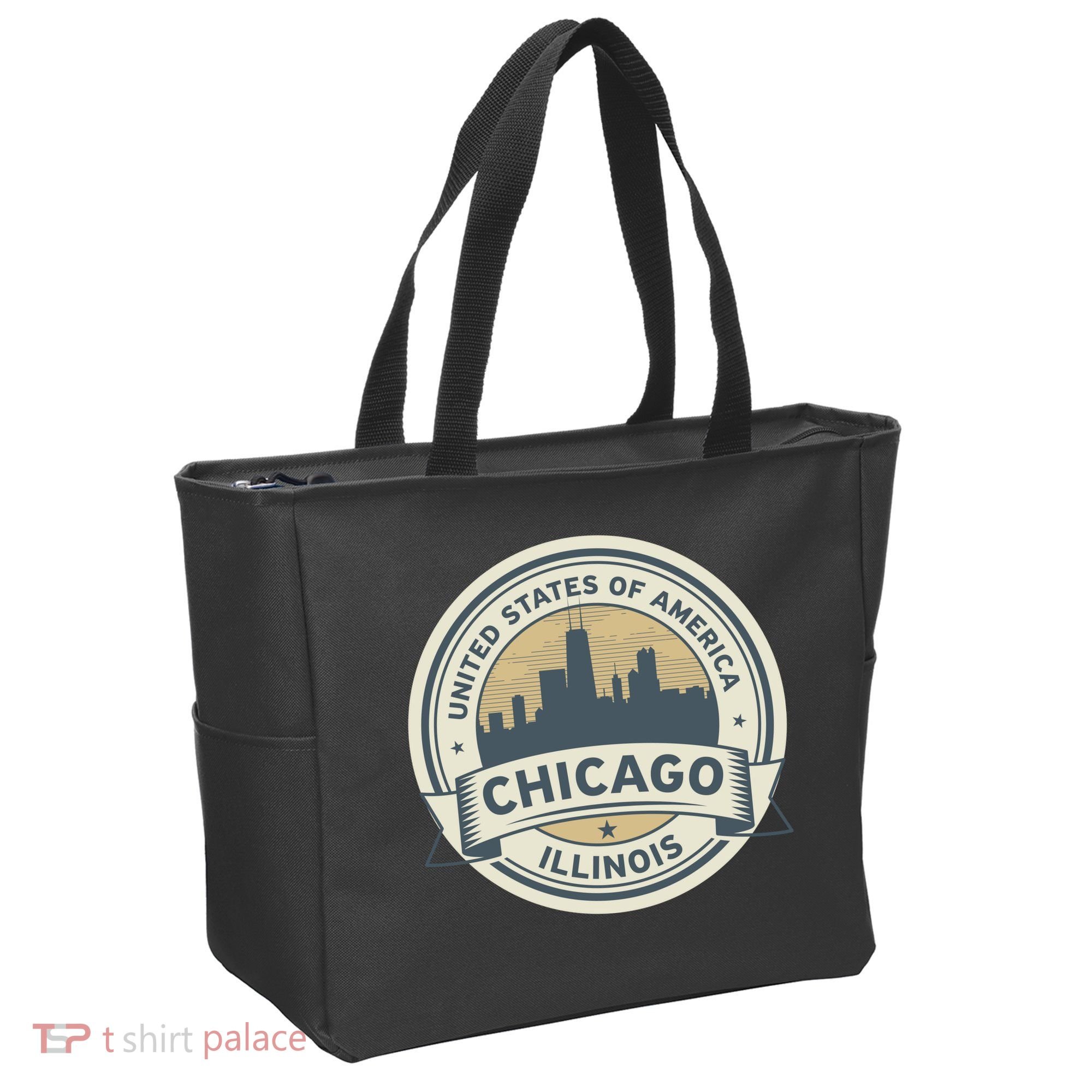 Chicago Illinois Stamp Logo Tote Bag