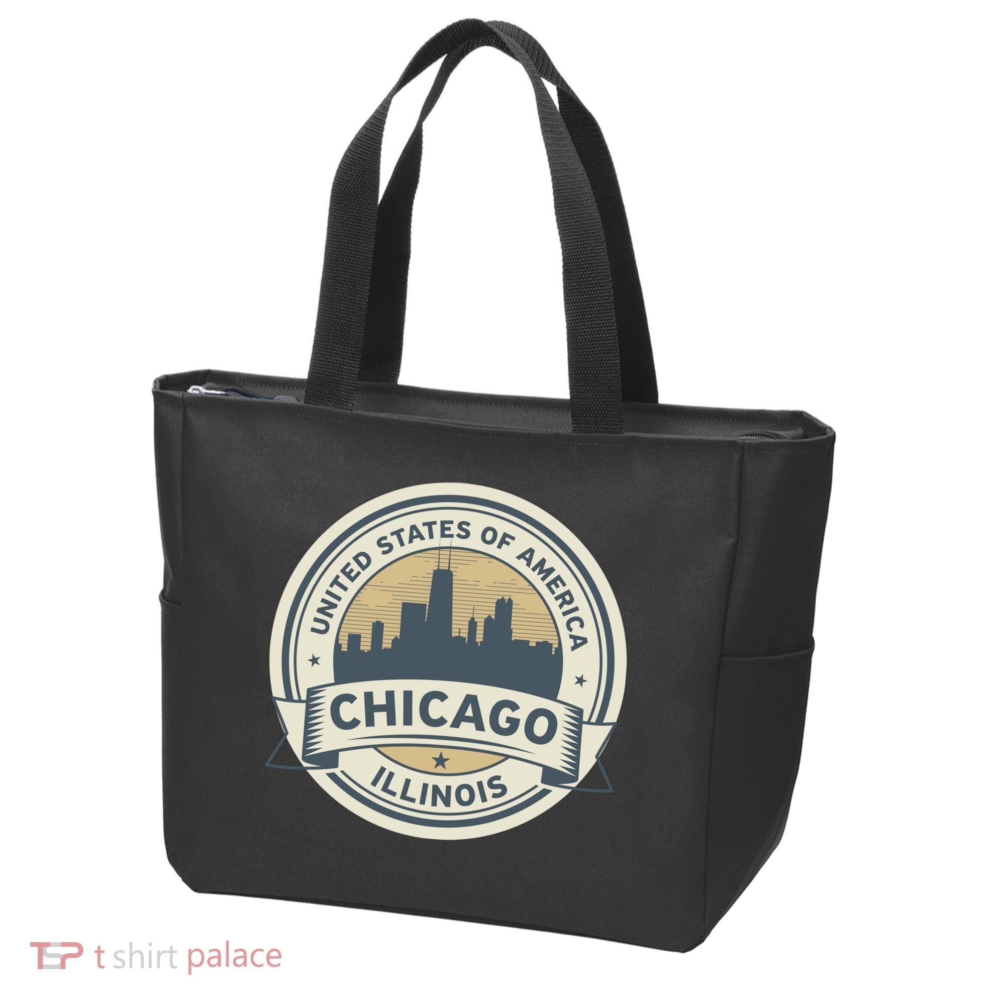 Chicago Illinois Stamp Logo Tote Bag