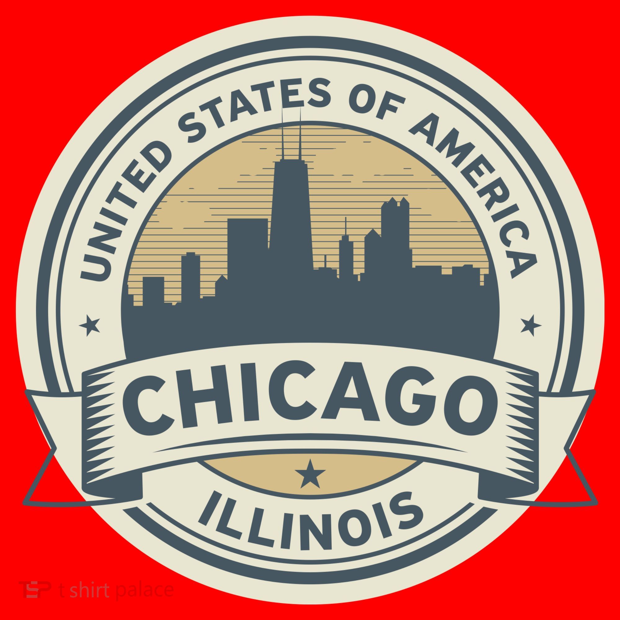 Chicago Illinois Stamp Logo Santa Hat