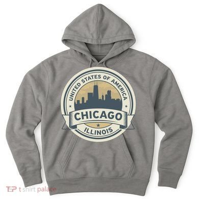 Chicago Illinois Stamp Logo Hoodie
