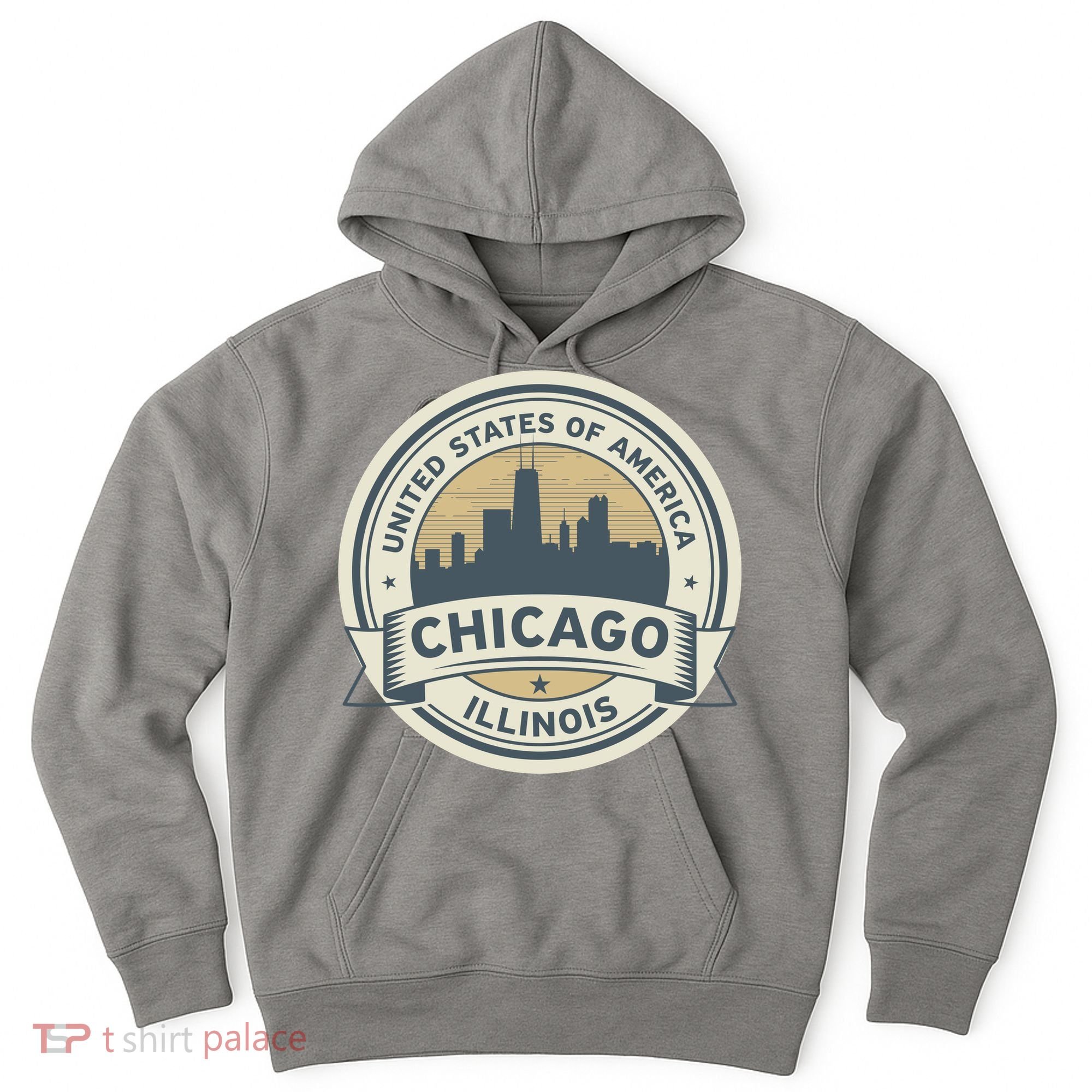 Chicago Illinois Stamp Logo Hoodie