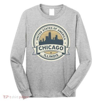 Chicago Illinois Stamp Logo Long Sleeve Shirt