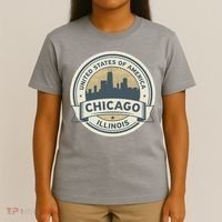 Chicago Illinois Stamp Logo T-Shirt thumb 4