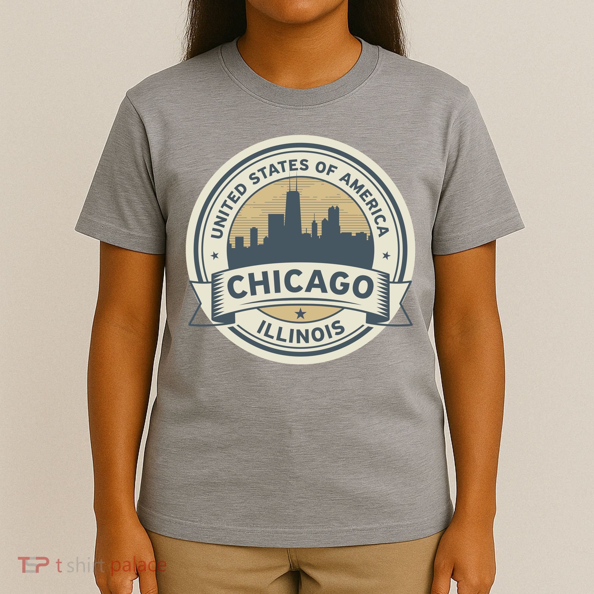 Chicago Illinois Stamp Logo T-Shirt