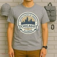 Chicago Illinois Stamp Logo T-Shirt thumb 6