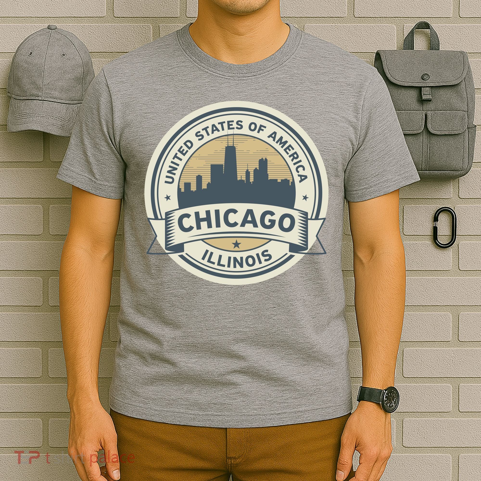 Chicago Illinois Stamp Logo T-Shirt
