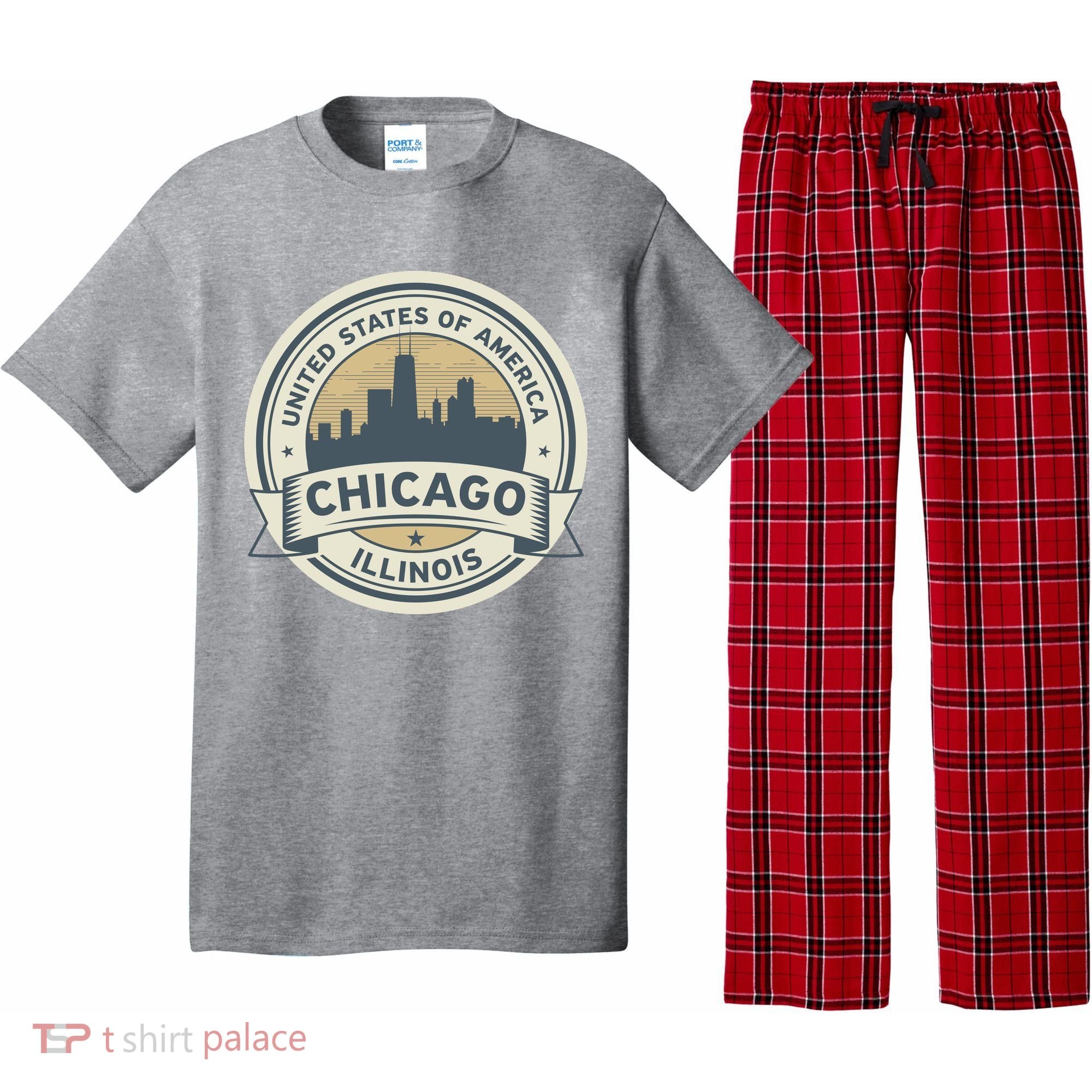 Chicago Illinois Stamp Logo Pajama Set