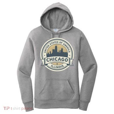 Chicago Illinois Stamp Logo Women's Hoodie