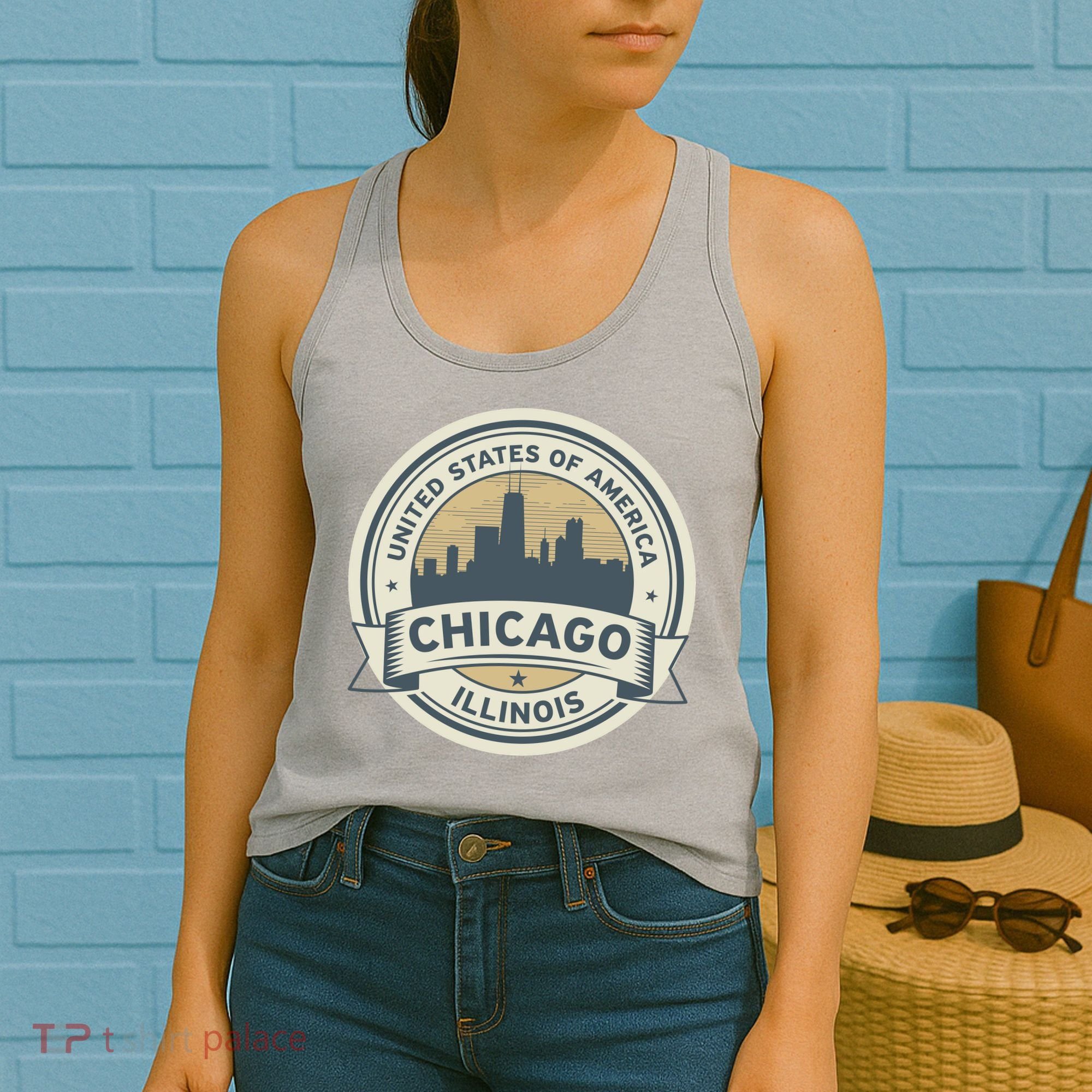 Chicago Illinois Stamp Logo Women's Tank Top