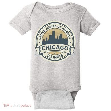Chicago Illinois Stamp Logo Baby Bodysuit