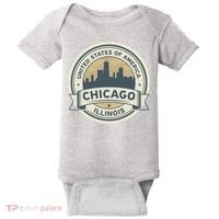 Chicago Illinois Stamp Logo Baby Bodysuit thumb 0