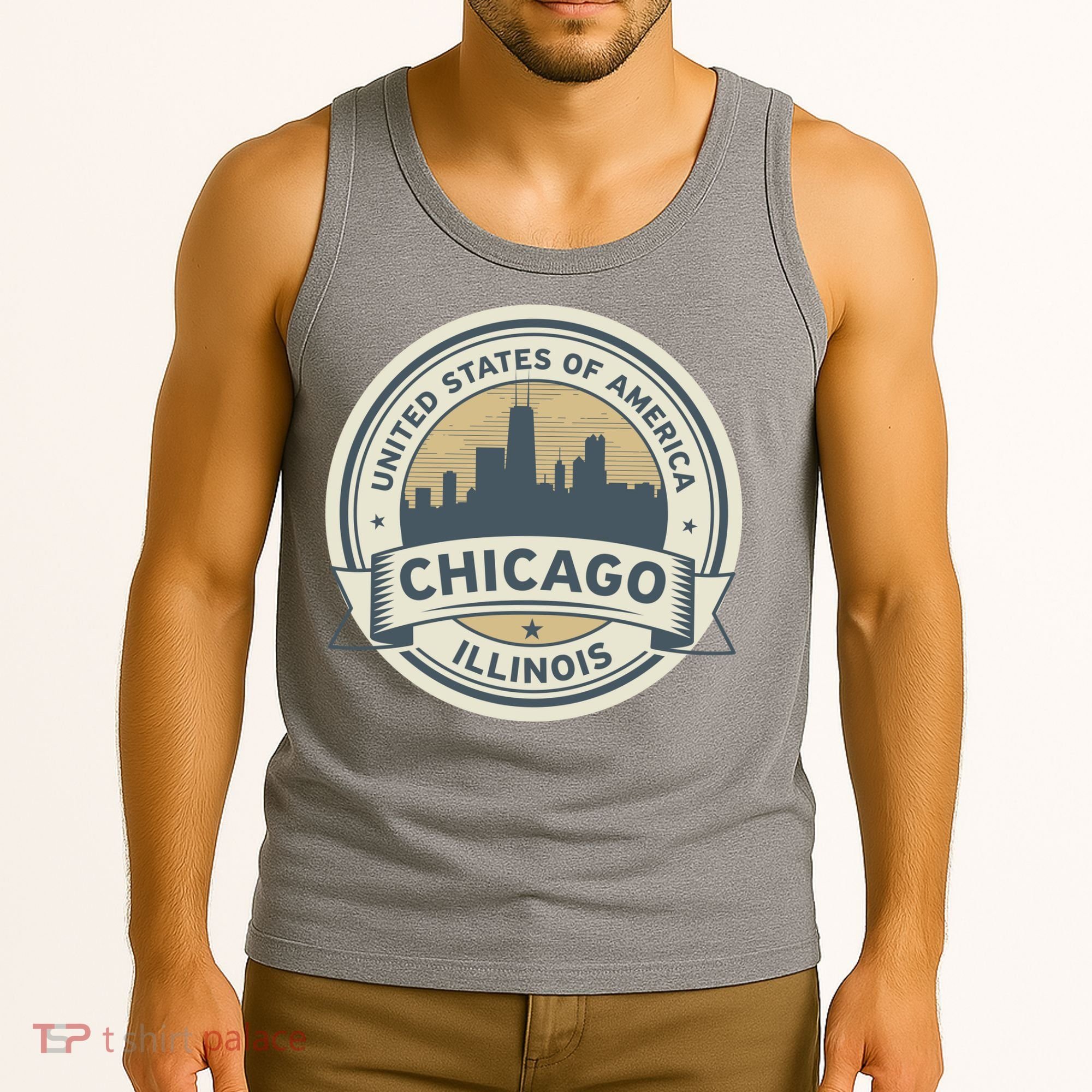 Chicago Illinois Stamp Logo Tank Top