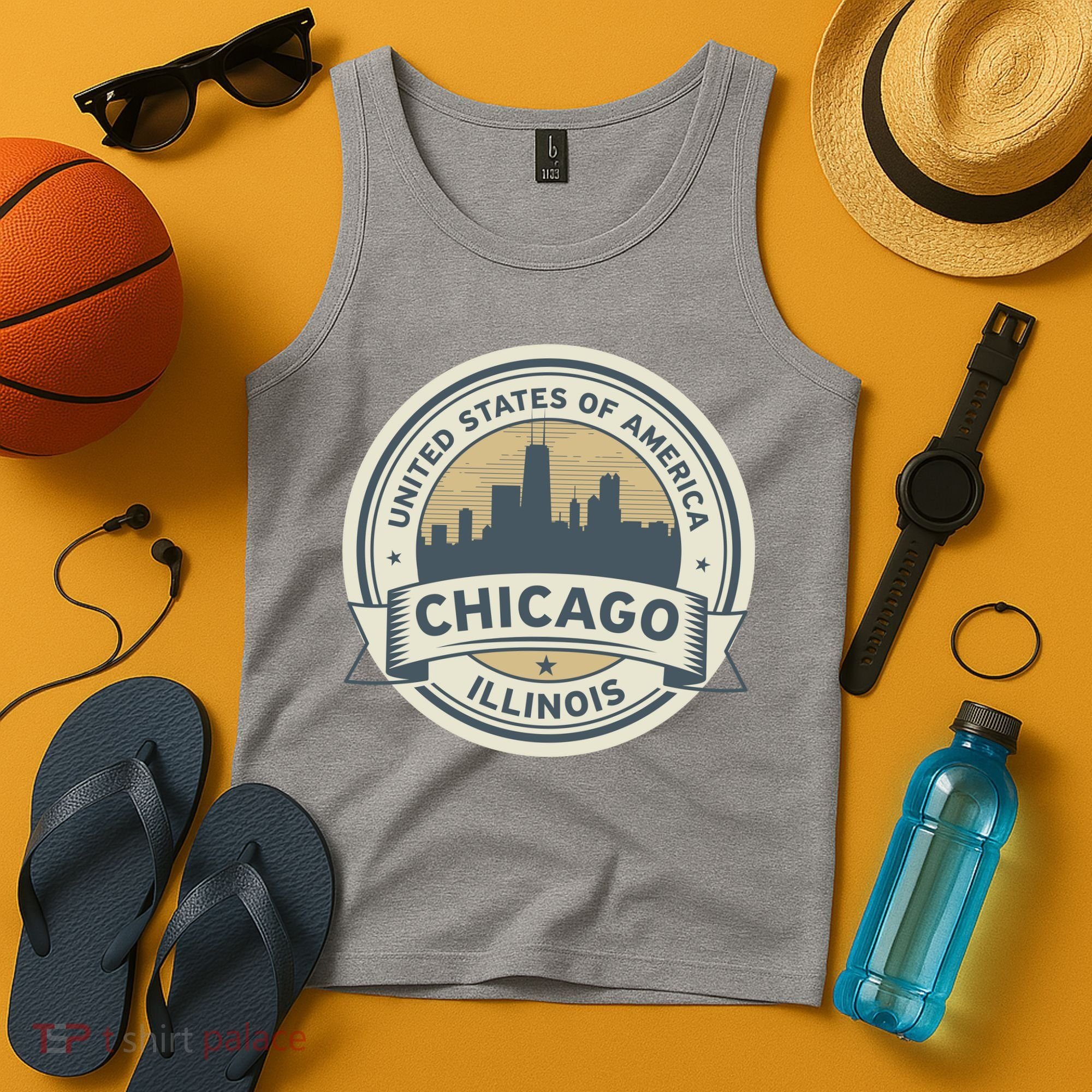 Chicago Illinois Stamp Logo Tank Top