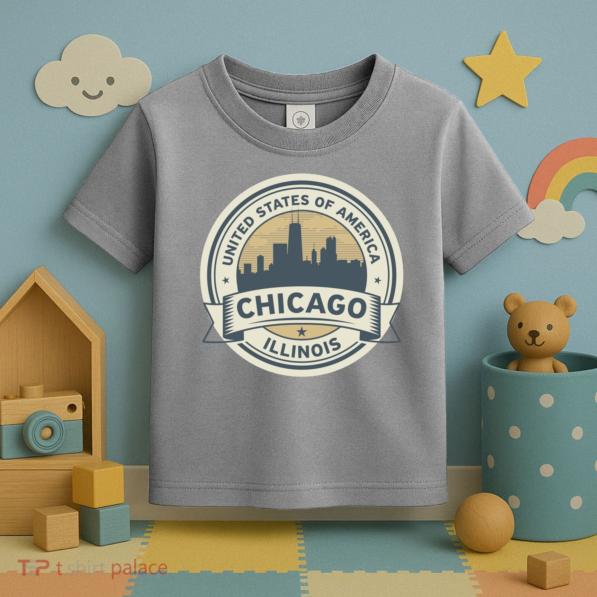 Chicago Illinois Stamp Logo Toddler T-Shirt