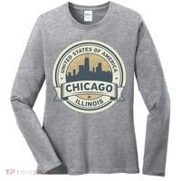 Chicago Illinois Stamp Logo Women's Long Sleeve Shirt thumb 0