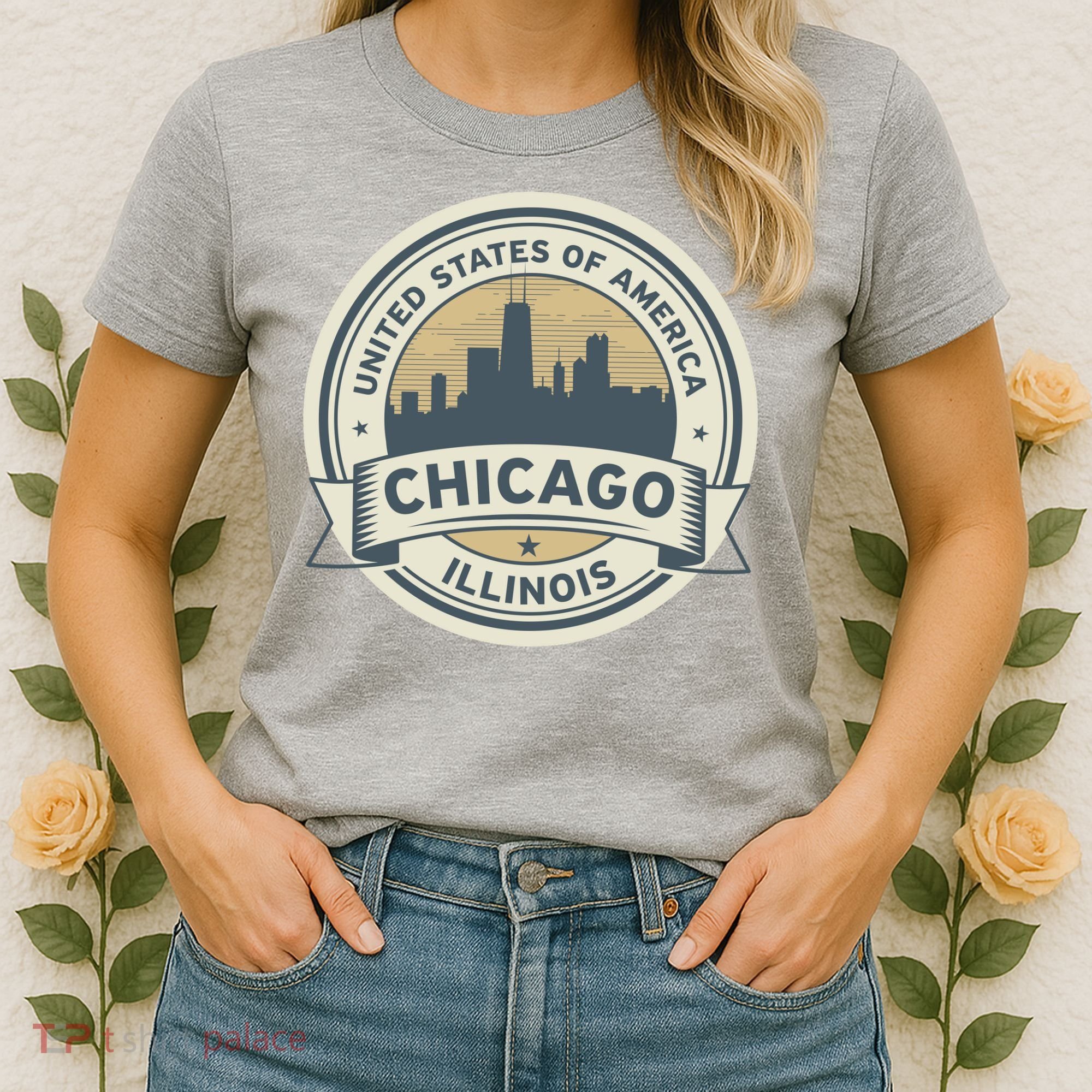 Chicago Illinois Stamp Logo Women's T-Shirt