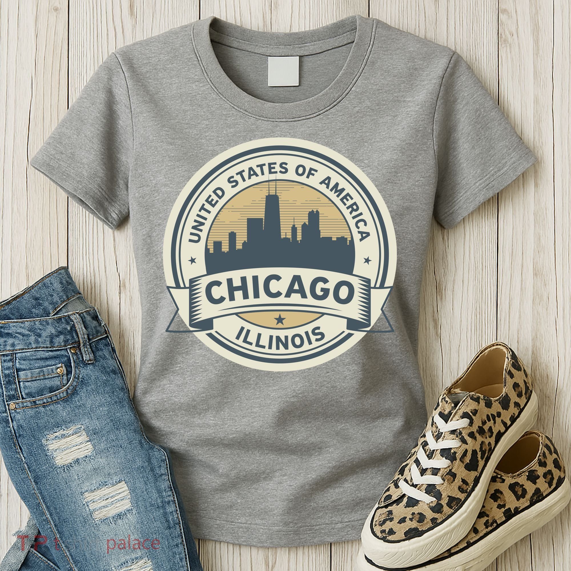 Chicago Illinois Stamp Logo Women's T-Shirt
