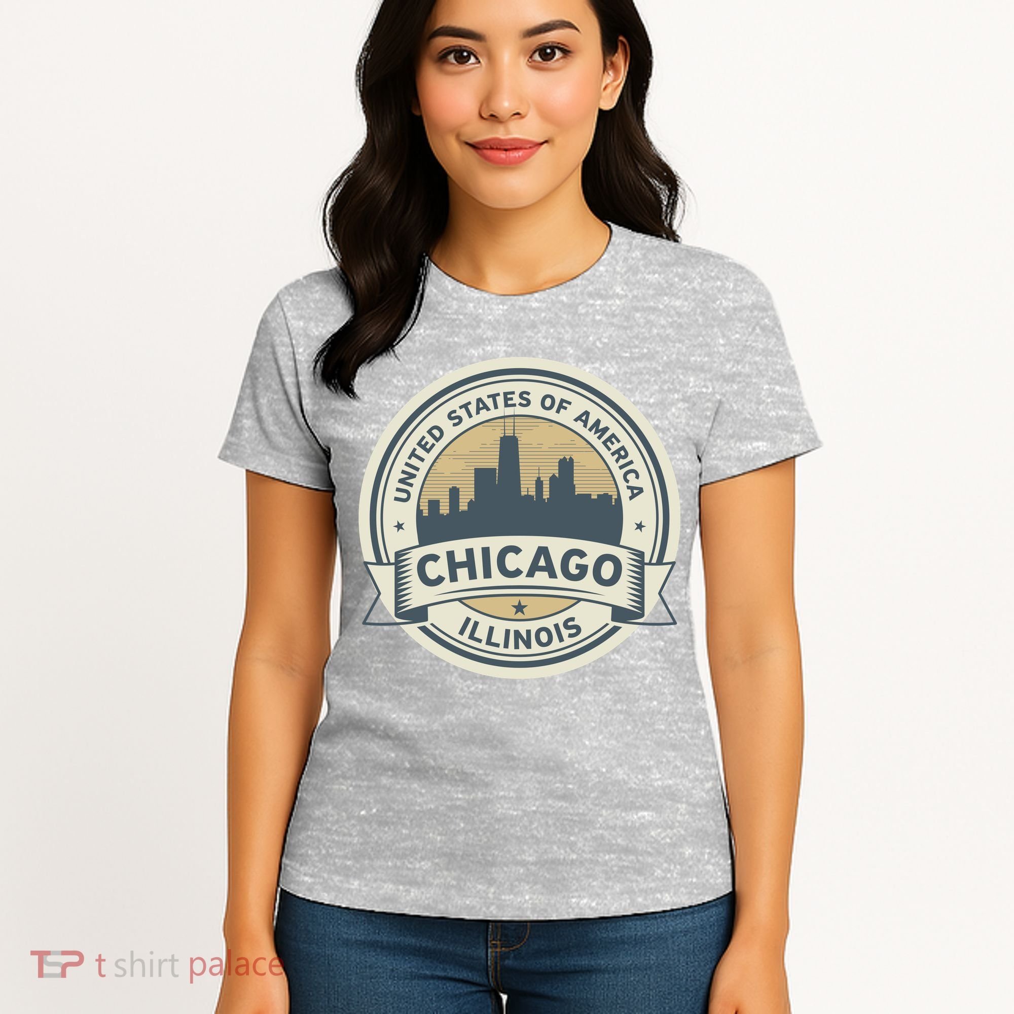 Chicago Illinois Stamp Logo Women's T-Shirt