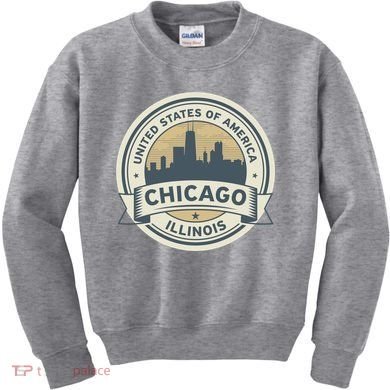 Chicago Illinois Stamp Logo Kids Sweatshirt