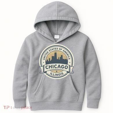 Chicago Illinois Stamp Logo Kids Hoodie