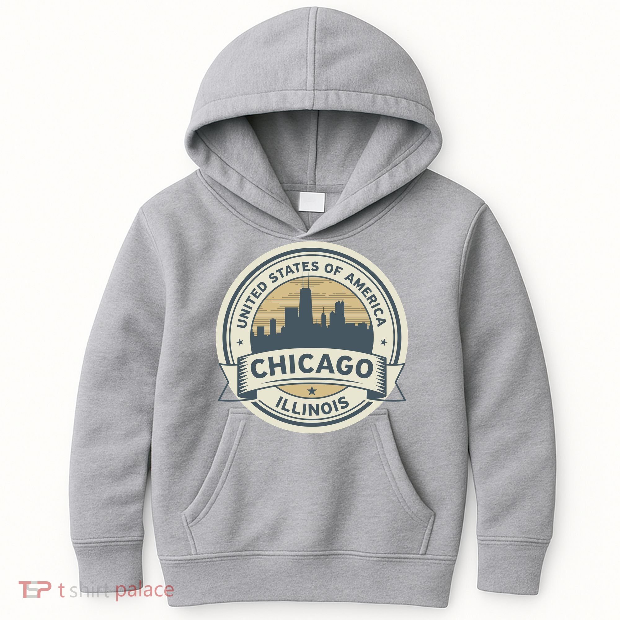Chicago Illinois Stamp Logo Kids Hoodie