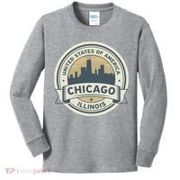 Chicago Illinois Stamp Logo Kids Long Sleeve Shirt thumb 0
