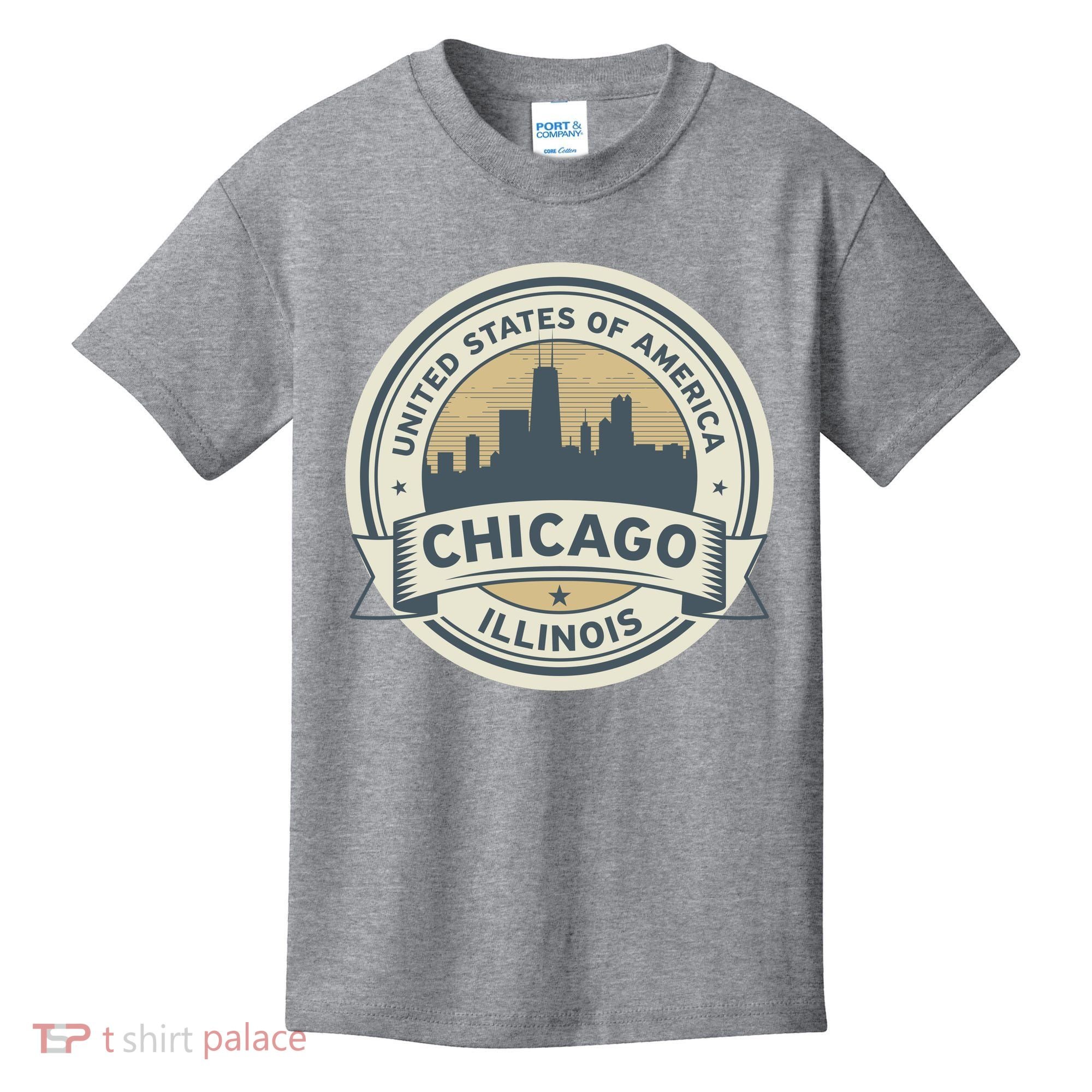 Chicago Illinois Stamp Logo Kids T-Shirt