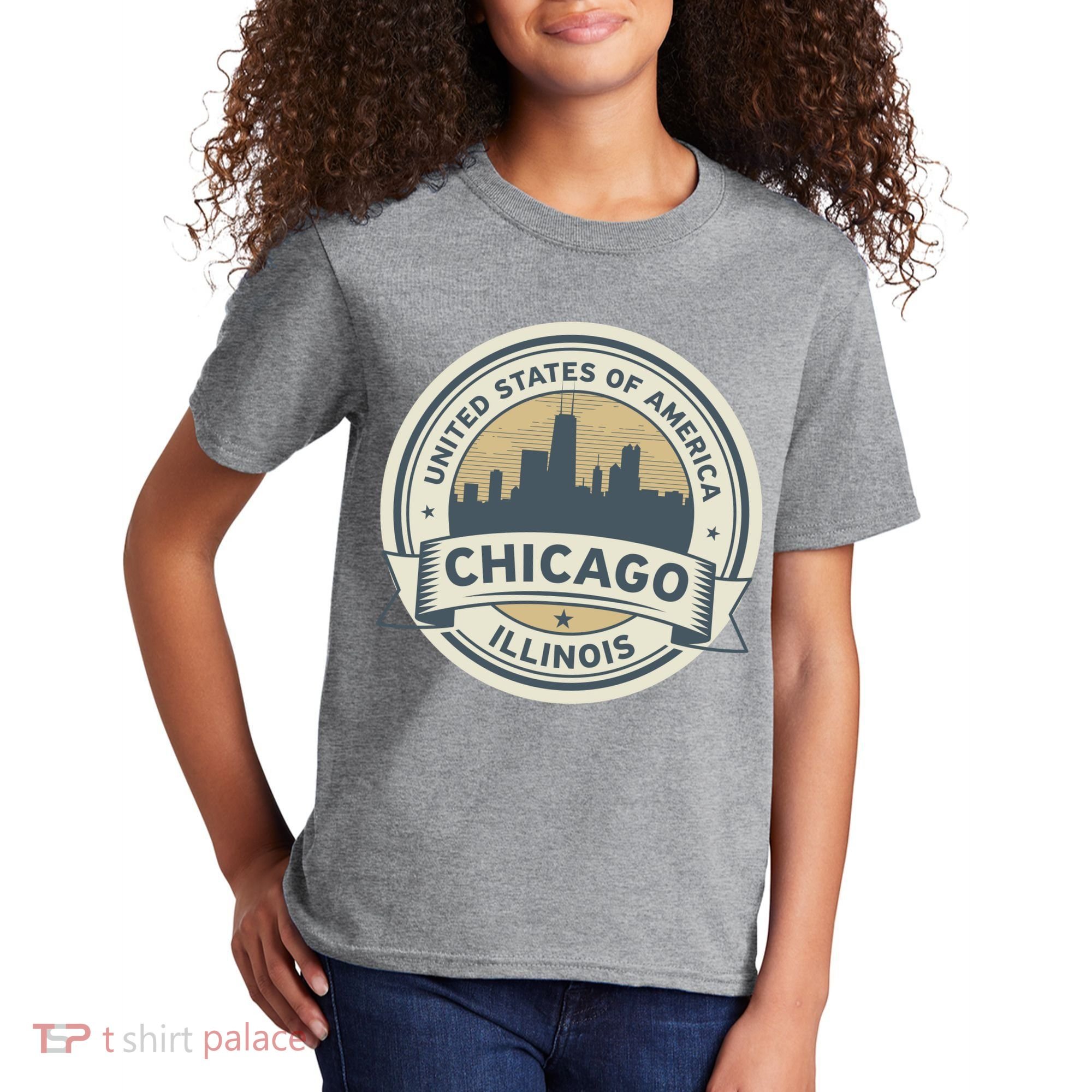 Chicago Illinois Stamp Logo Kids T-Shirt