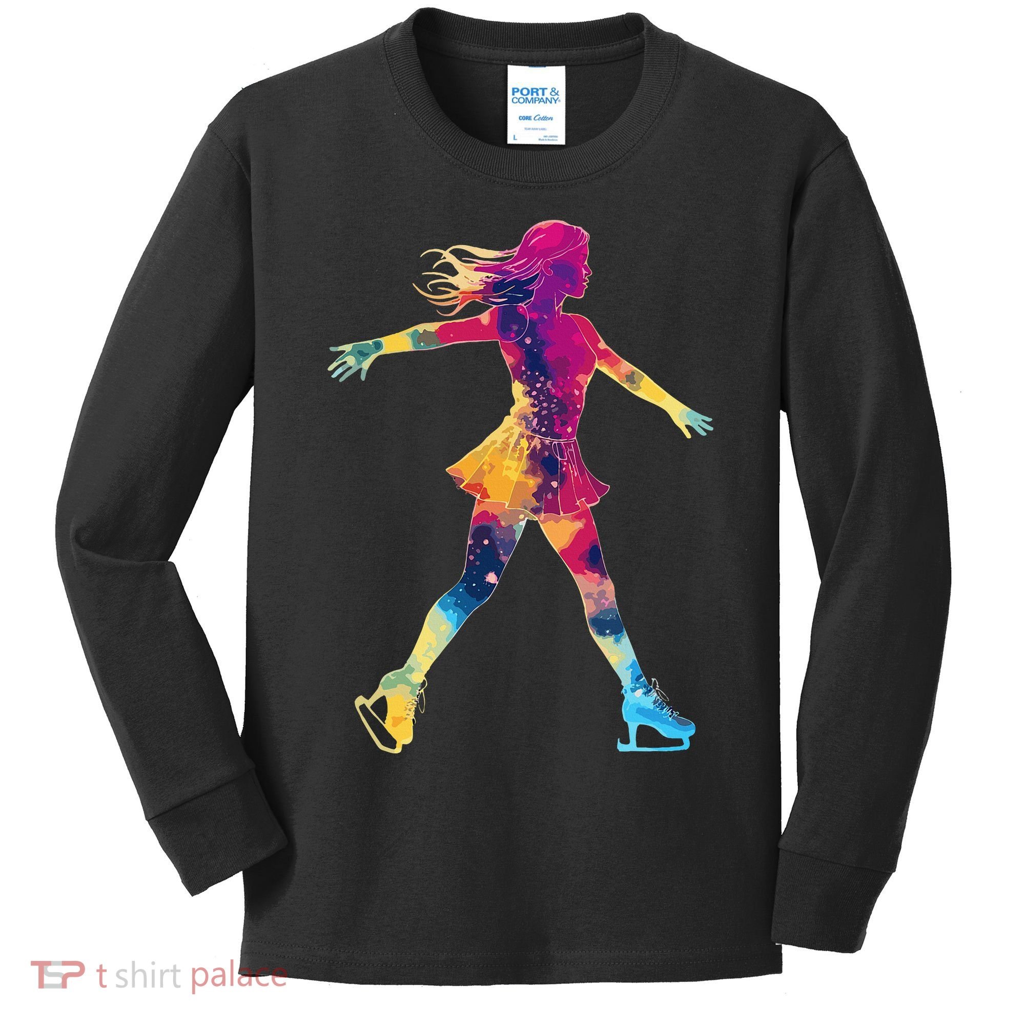 Cute Ice Skating Skater Figure Skating Kids Long Sleeve Shirt