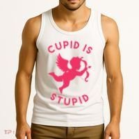 Cupid Is Stupid Anti Valentine Tank Top thumb 3