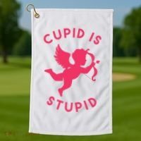 Cupid Is Stupid Anti Valentine Golf Towel thumb 1