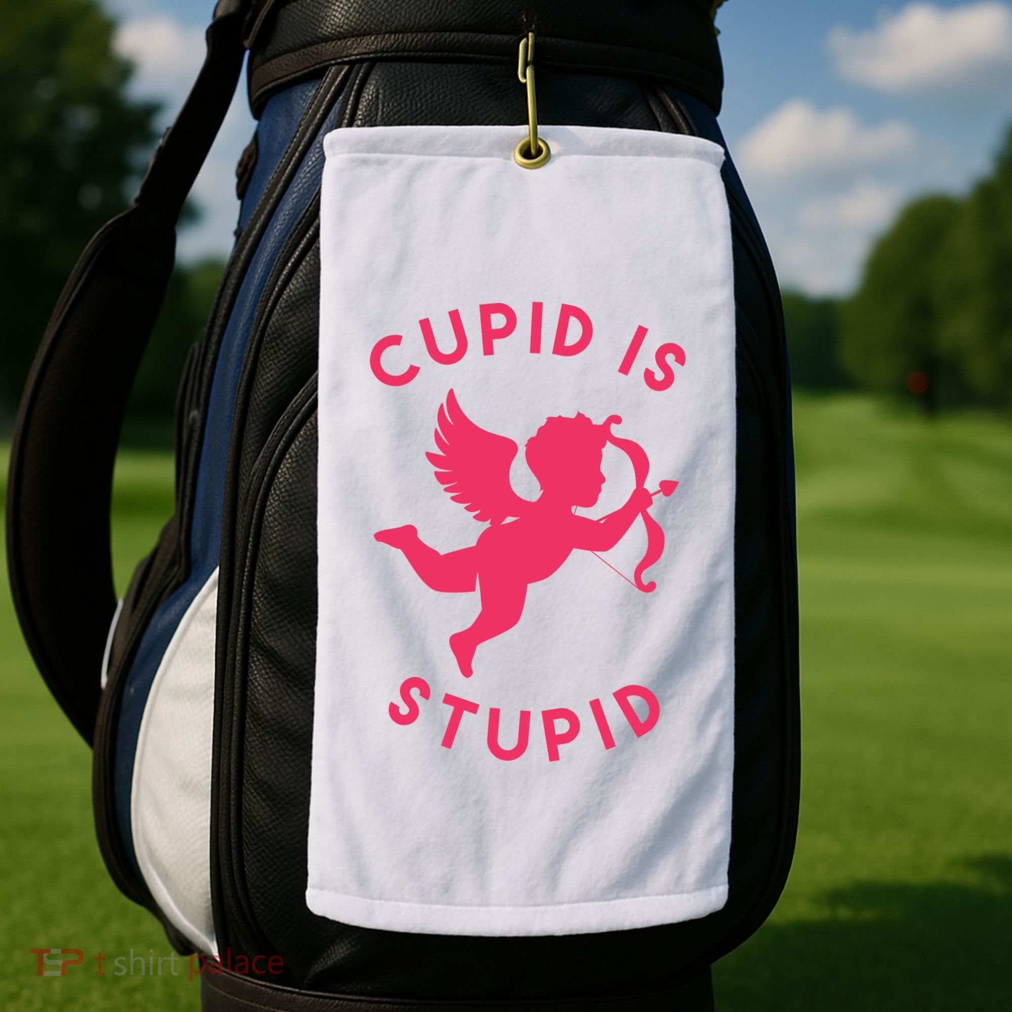 Cupid Is Stupid Anti Valentine Golf Towel
