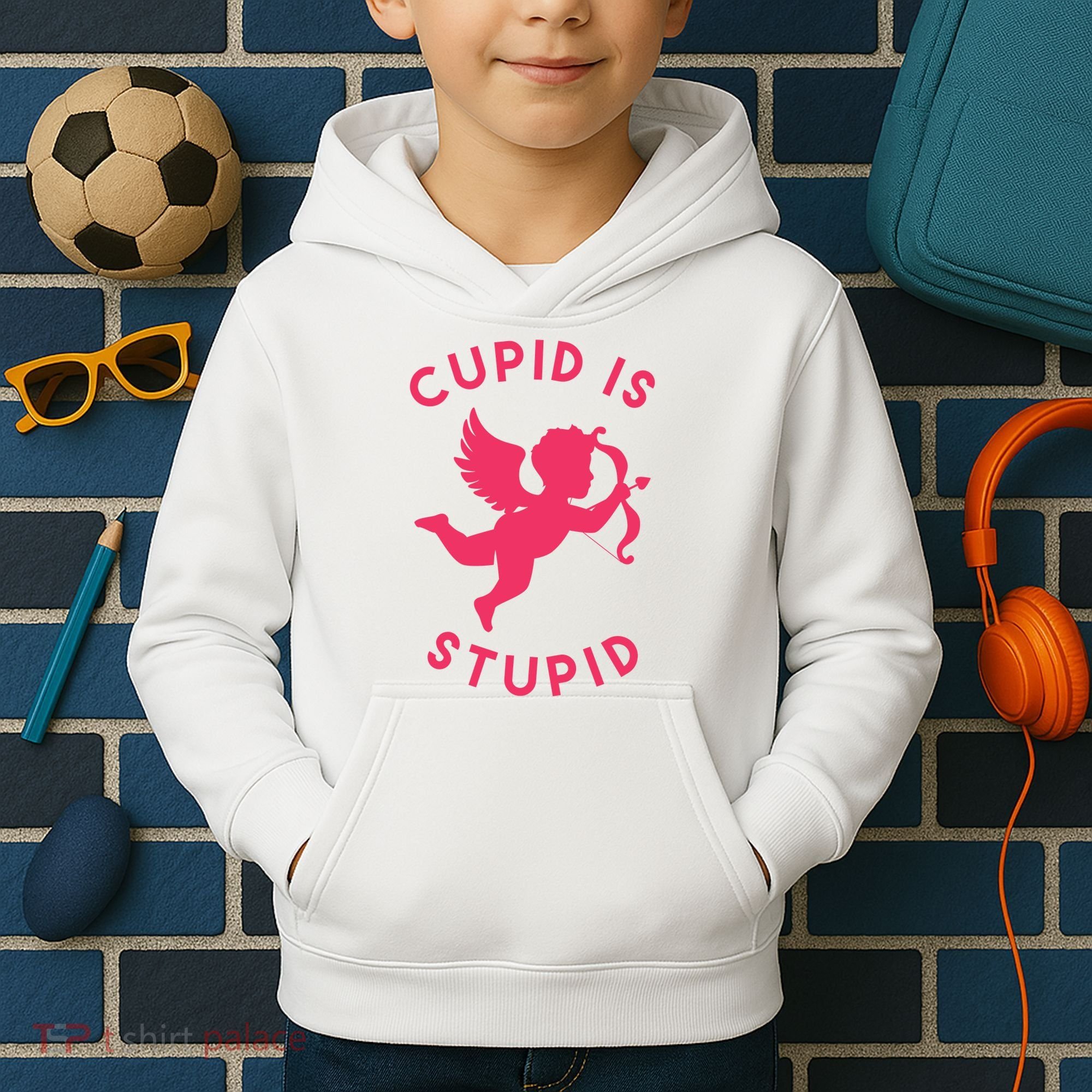 Cupid Is Stupid Anti Valentine Kids Hoodie