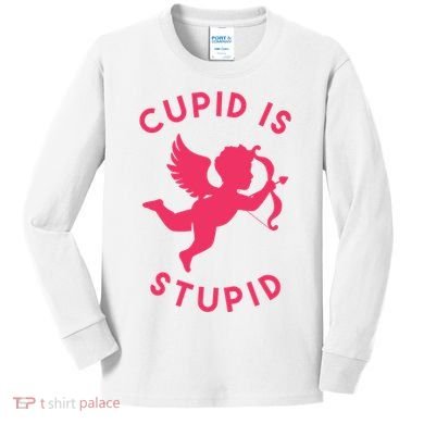 Cupid Is Stupid Anti Valentine Kids Long Sleeve Shirt