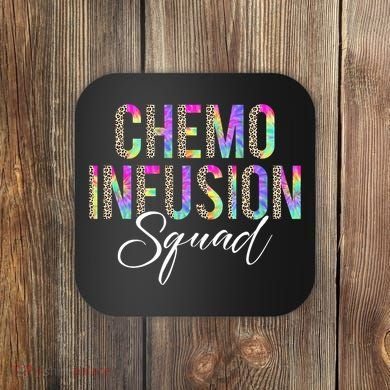 Chemo Infusion Squad Leopard Tie Dye Chemo Infusion Nurse Coaster