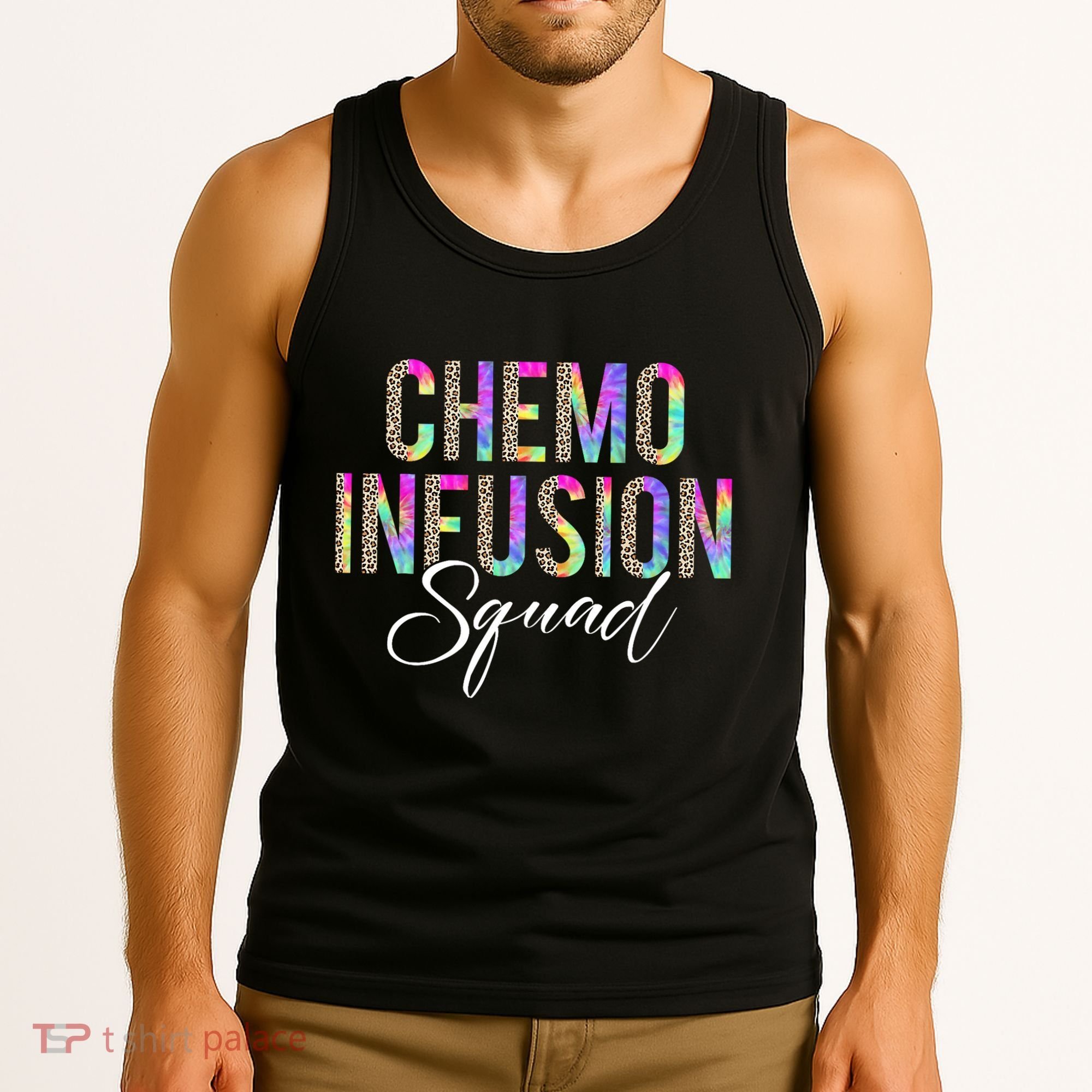 Chemo Infusion Squad Leopard Tie Dye Chemo Infusion Nurse Tank Top