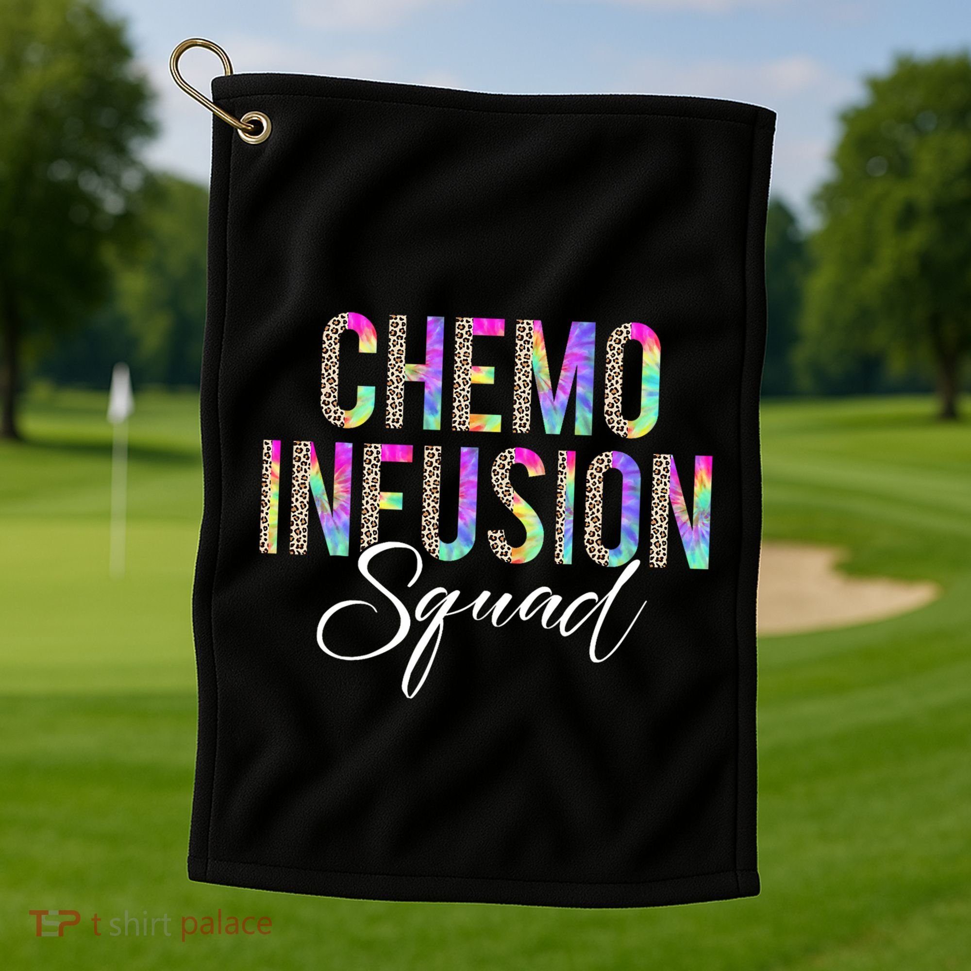 Chemo Infusion Squad Leopard Tie Dye Chemo Infusion Nurse Golf Towel