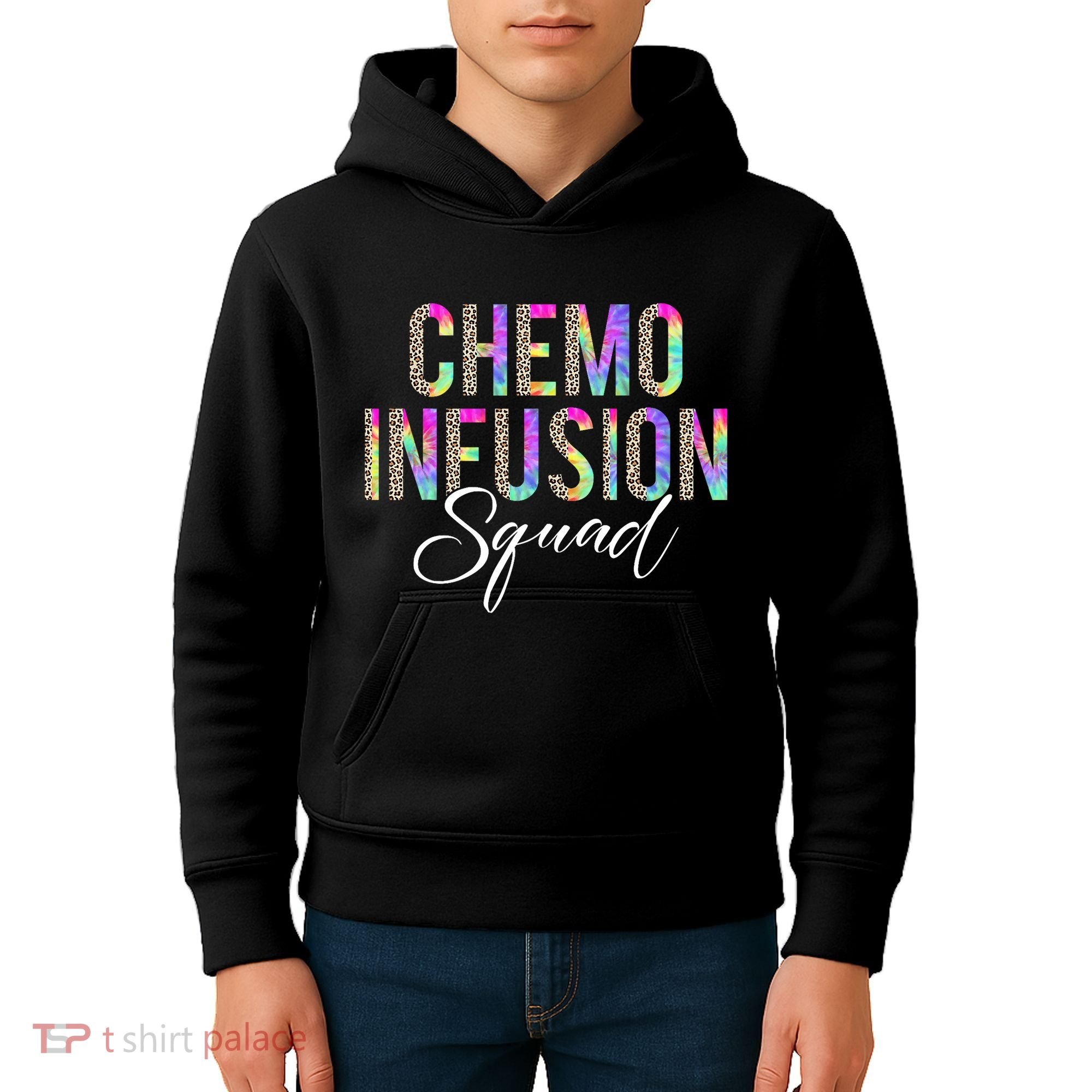 Chemo Infusion Squad Leopard Tie Dye Chemo Infusion Nurse Kids Hoodie
