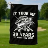 Cute It Took Me 30 Years To Fish 30th Birthday Gift Golf Towel thumb 1