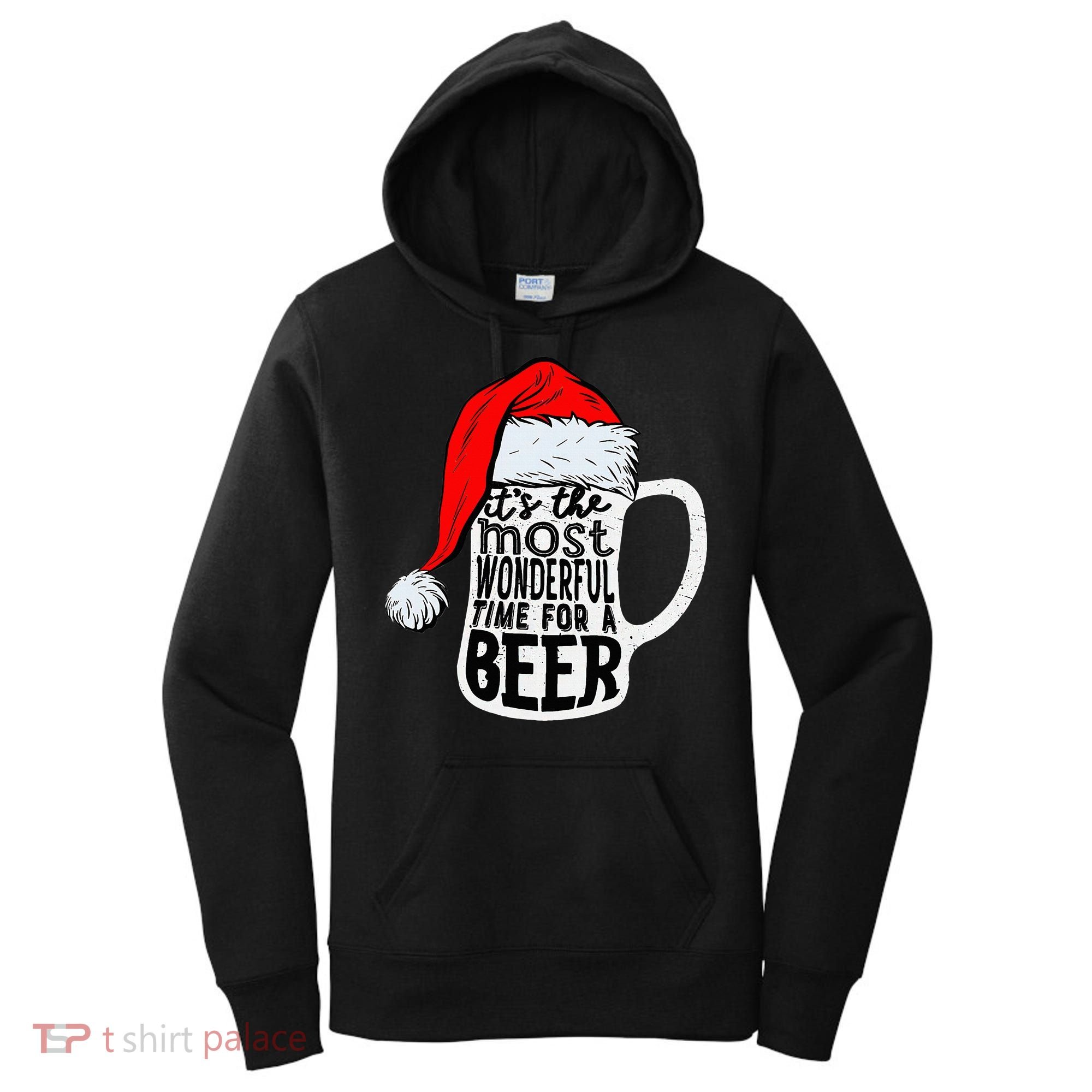 Christmas Its The Most Wonderful Time For A Beer Santa Xmas Women's Hoodie